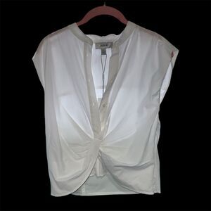 Jason Wu White Cropped Twist Front Sleeveless Cotton Blouse Size SP Side Zip
